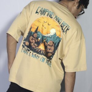 Camping Beer – Beige T-Shirt Freedom Poured, Wilderness Worn.
